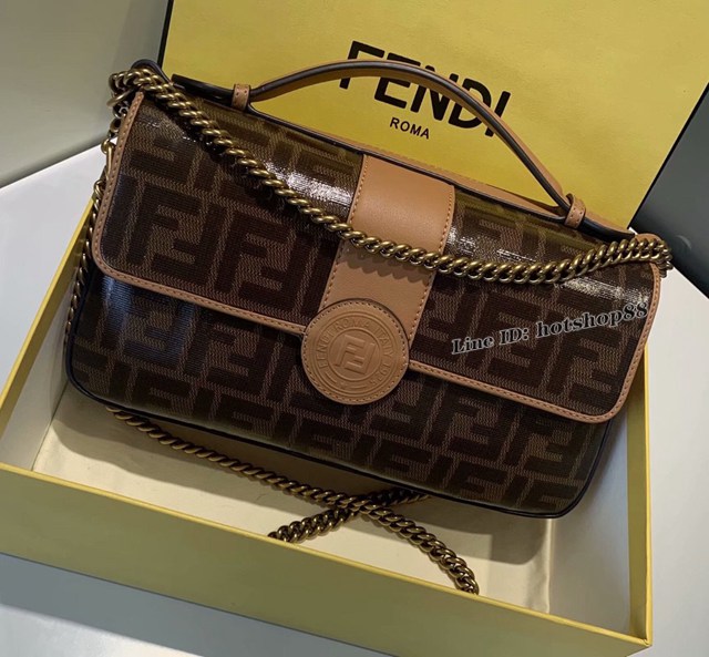 FENDI专柜精品包包 0181L啡/淺金棕 芬迪頂級原單手提包 Fendi鏈條肩背女包 fdzg2281